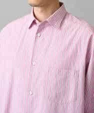 KHBED03064 a.v.v MEN(アー・ヴェ・ヴェ) 【洗濯機で洗える/毛玉になりにくい】ワイドストレッチストライプシャツ ブルー