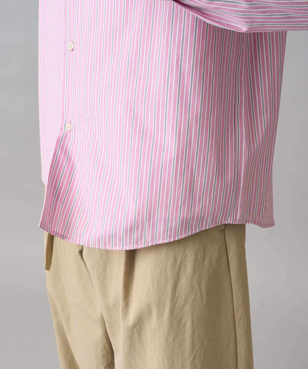 KHBED03064 a.v.v MEN(アー・ヴェ・ヴェ) 【洗濯機で洗える/毛玉になりにくい】ワイドストレッチストライプシャツ ブルー