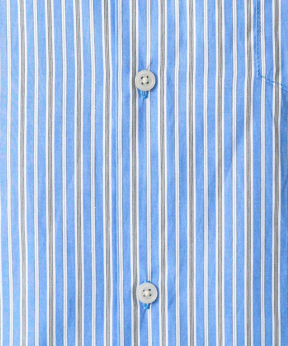 KHBED03064 a.v.v MEN(アー・ヴェ・ヴェ) 【洗濯機で洗える/毛玉になりにくい】ワイドストレッチストライプシャツ ブルー
