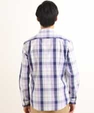 KHBEG03049 a.v.v MEN(アー・ヴェ・ヴェ) カラーマドラスチェックシャツ ラベンダー