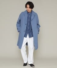 KHBES03054 a.v.v MEN(アー・ヴェ・ヴェ) ストライプ柄バンドカラーワイドシャツ ホワイト