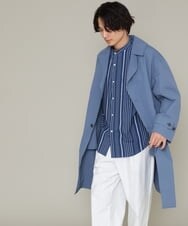 KHBES03054 a.v.v MEN(アー・ヴェ・ヴェ) ストライプ柄バンドカラーワイドシャツ ホワイト