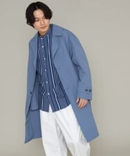 KHBES03054 a.v.v MEN(アー・ヴェ・ヴェ) ストライプ柄バンドカラーワイドシャツ ホワイト
