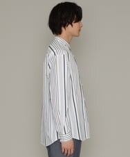 KHBES03054 a.v.v MEN(アー・ヴェ・ヴェ) ストライプ柄バンドカラーワイドシャツ ホワイト