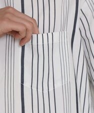 KHBES03054 a.v.v MEN(アー・ヴェ・ヴェ) ストライプ柄バンドカラーワイドシャツ ホワイト