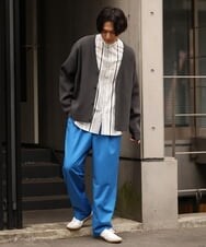 KHBES03054 a.v.v MEN(アー・ヴェ・ヴェ) ストライプ柄バンドカラーワイドシャツ ホワイト