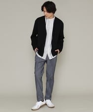 KHBES03054 a.v.v MEN(アー・ヴェ・ヴェ) ストライプ柄バンドカラーワイドシャツ ホワイト