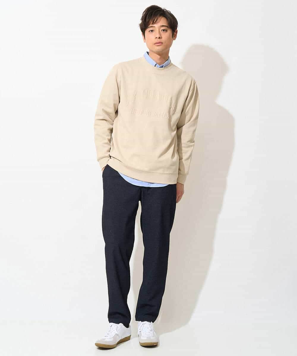 KHBEV01044 a.v.v MEN(アー・ヴェ・ヴェ) 【累計2万枚販売】ワンポイント刺繍入りオックスボタンダウンシャツ ブルー