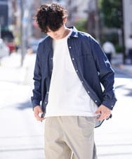 KHBEV06069 a.v.v MEN(アー・ヴェ・ヴェ) ワイドシルエットデニムシャツ ライトブルー