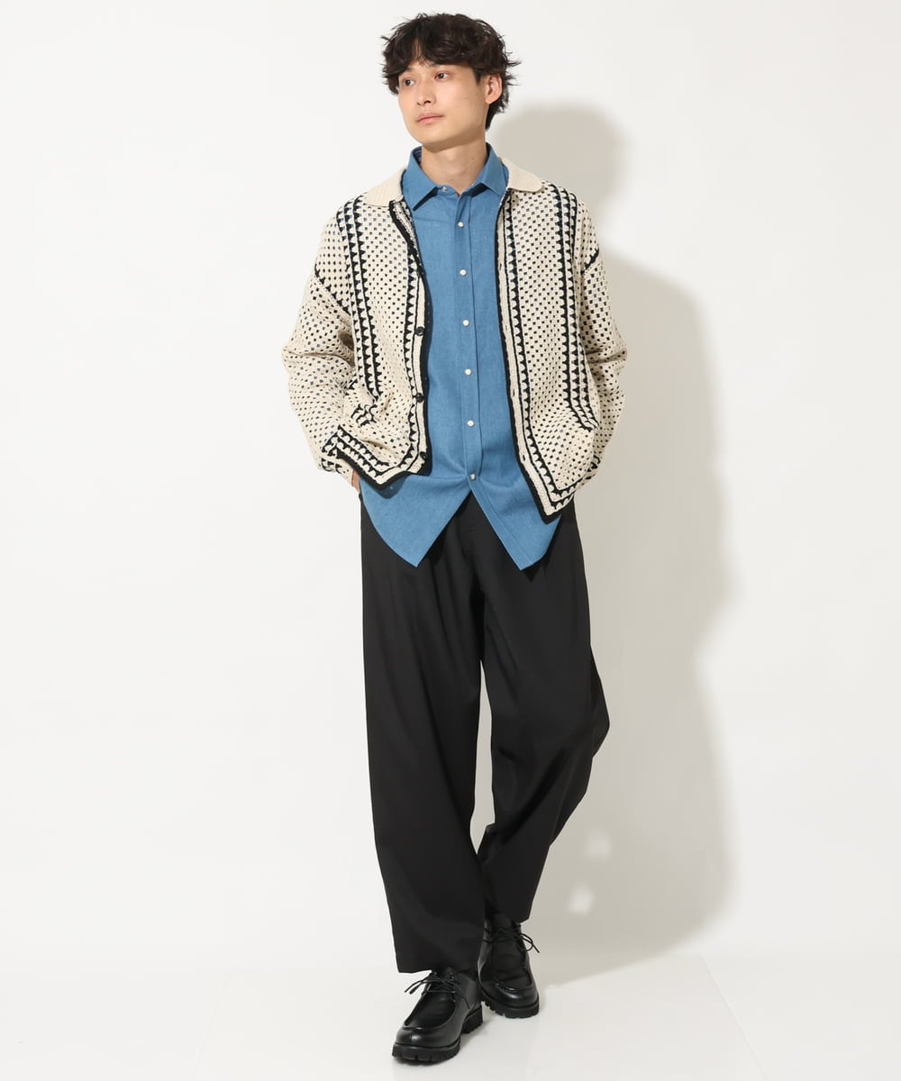 KHBEV06069 a.v.v MEN(アー・ヴェ・ヴェ) ワイドシルエットデニムシャツ ライトブルー
