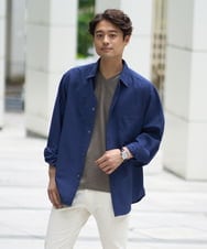 KHBFA17054 a.v.v MEN(アー・ヴェ・ヴェ) 【接触冷感/イージーケア】サマーワイドシルエットシャツ【春リライト2】 ダークブルー