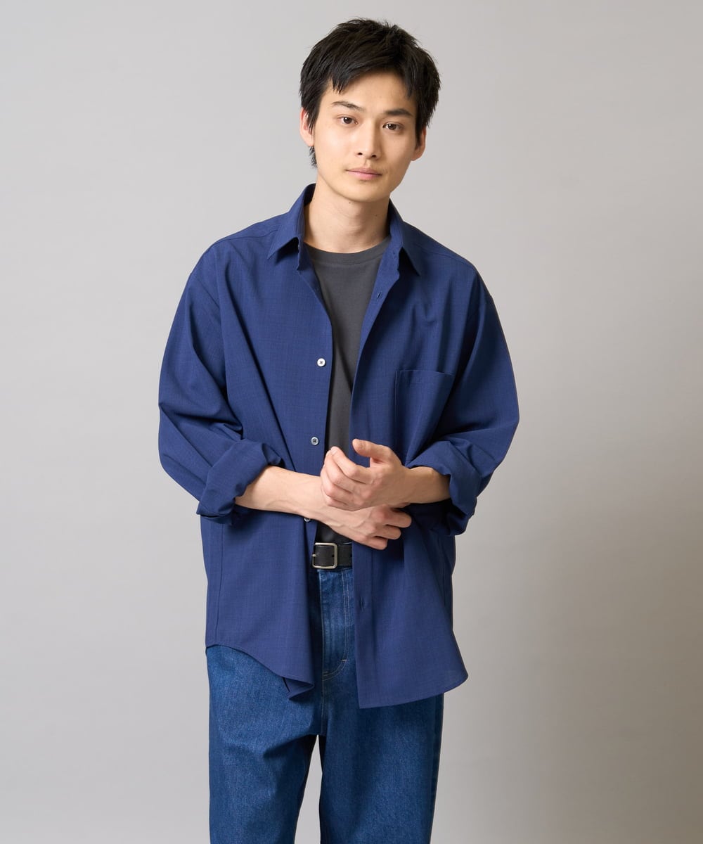 KHBFA17054 a.v.v MEN(アー・ヴェ・ヴェ) 【接触冷感/イージーケア】サマーワイドシルエットシャツ【春リライト2】 ダークグレー