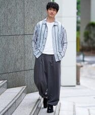KHBFD11079 a.v.v MEN(アー・ヴェ・ヴェ) 真夏もお任せの涼しい長袖シャツ【洗濯機で洗える】透かしストライプ ワイドシルエットシャツ ライトブルー