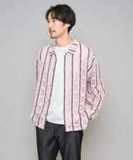 KHBFD11079 a.v.v MEN(アー・ヴェ・ヴェ) 【洗濯機で洗える】透かしストライプ ワイドシルエットシャツ ライトブルー