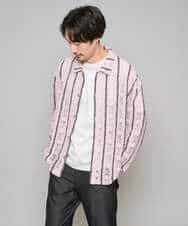 KHBFD11079 a.v.v MEN(アー・ヴェ・ヴェ) 【洗濯機で洗える】透かしストライプ ワイドシルエットシャツ ライトブルー