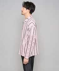 KHBFD11079 a.v.v MEN(アー・ヴェ・ヴェ) 【洗濯機で洗える】透かしストライプ ワイドシルエットシャツ ライトブルー