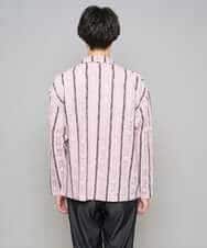 KHBFD11079 a.v.v MEN(アー・ヴェ・ヴェ) 【洗濯機で洗える】透かしストライプ ワイドシルエットシャツ ライトブルー