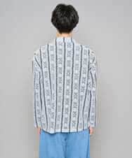 KHBFD11079 a.v.v MEN(アー・ヴェ・ヴェ) 【洗濯機で洗える】透かしストライプ ワイドシルエットシャツ ライトブルー