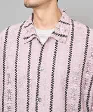 KHBFD11079 a.v.v MEN(アー・ヴェ・ヴェ) 【洗濯機で洗える】透かしストライプ ワイドシルエットシャツ ライトブルー