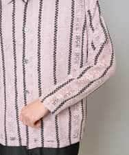 KHBFD11079 a.v.v MEN(アー・ヴェ・ヴェ) 【洗濯機で洗える】透かしストライプ ワイドシルエットシャツ ライトブルー