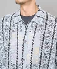 KHBFD11079 a.v.v MEN(アー・ヴェ・ヴェ) 【洗濯機で洗える】透かしストライプ ワイドシルエットシャツ ライトブルー