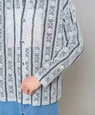 KHBFD11079 a.v.v MEN(アー・ヴェ・ヴェ) 【洗濯機で洗える】透かしストライプ ワイドシルエットシャツ ライトブルー