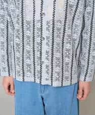 KHBFD11079 a.v.v MEN(アー・ヴェ・ヴェ) 【洗濯機で洗える】透かしストライプ ワイドシルエットシャツ ライトブルー