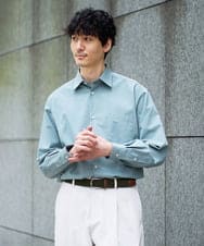 KHBFD17054 a.v.v MEN(アー・ヴェ・ヴェ) 【イージーケア/洗濯機で洗える/速乾/毛玉になりにくい/ストレッチ】リライトワイドシルエットシャツ グリーン