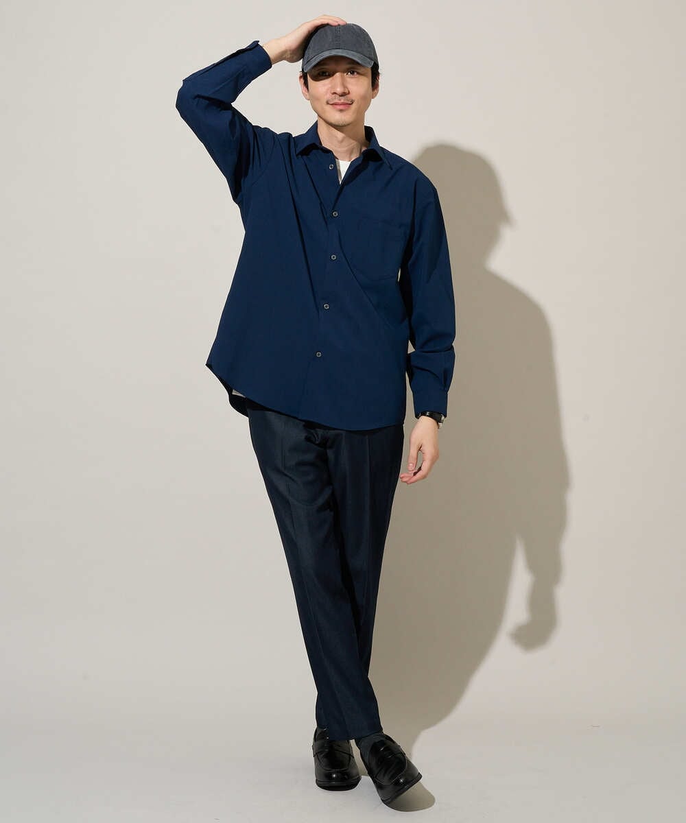 KHBFD17054 a.v.v MEN(アー・ヴェ・ヴェ) 【イージーケア/洗濯機で洗える/速乾/毛玉になりにくい/ストレッチ】リライトワイドシルエットシャツ ダークグレー