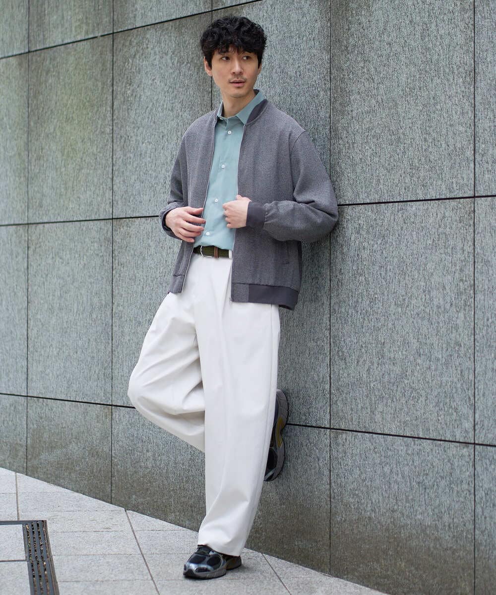 KHBFD17054 a.v.v MEN(アー・ヴェ・ヴェ) 【イージーケア/洗濯機で洗える/速乾/毛玉になりにくい/ストレッチ】リライトワイドシルエットシャツ ダークグレー