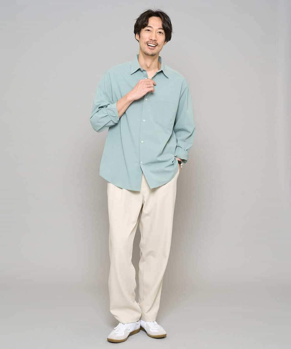 KHBFD17054 a.v.v MEN(アー・ヴェ・ヴェ) 【イージーケア/洗濯機で洗える/速乾/毛玉になりにくい/ストレッチ】リライトワイドシルエットシャツ ダークグレー