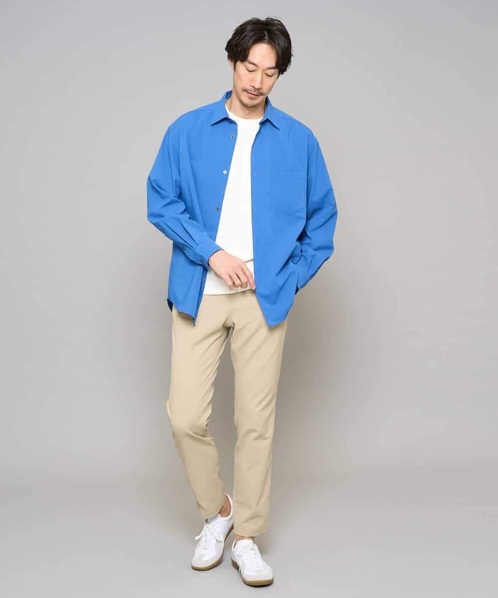 KHBFD17054 a.v.v MEN(アー・ヴェ・ヴェ) 【イージーケア/洗濯機で洗える/速乾/毛玉になりにくい/ストレッチ】リライトワイドシルエットシャツ ダークグレー