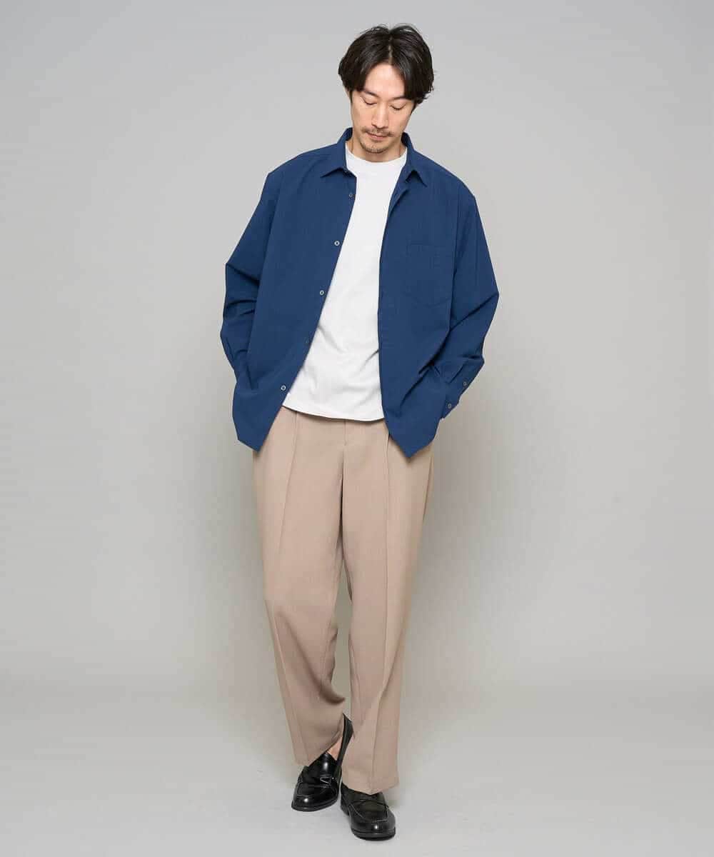 KHBFD17054 a.v.v MEN(アー・ヴェ・ヴェ) 【イージーケア/洗濯機で洗える/速乾/毛玉になりにくい/ストレッチ】リライトワイドシルエットシャツ ダークグレー