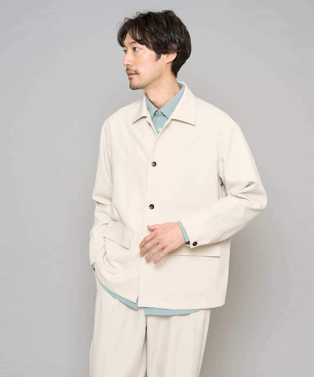 KHBFD17054 a.v.v MEN(アー・ヴェ・ヴェ) 【イージーケア/洗濯機で洗える/速乾/毛玉になりにくい/ストレッチ】リライトワイドシルエットシャツ ダークグレー