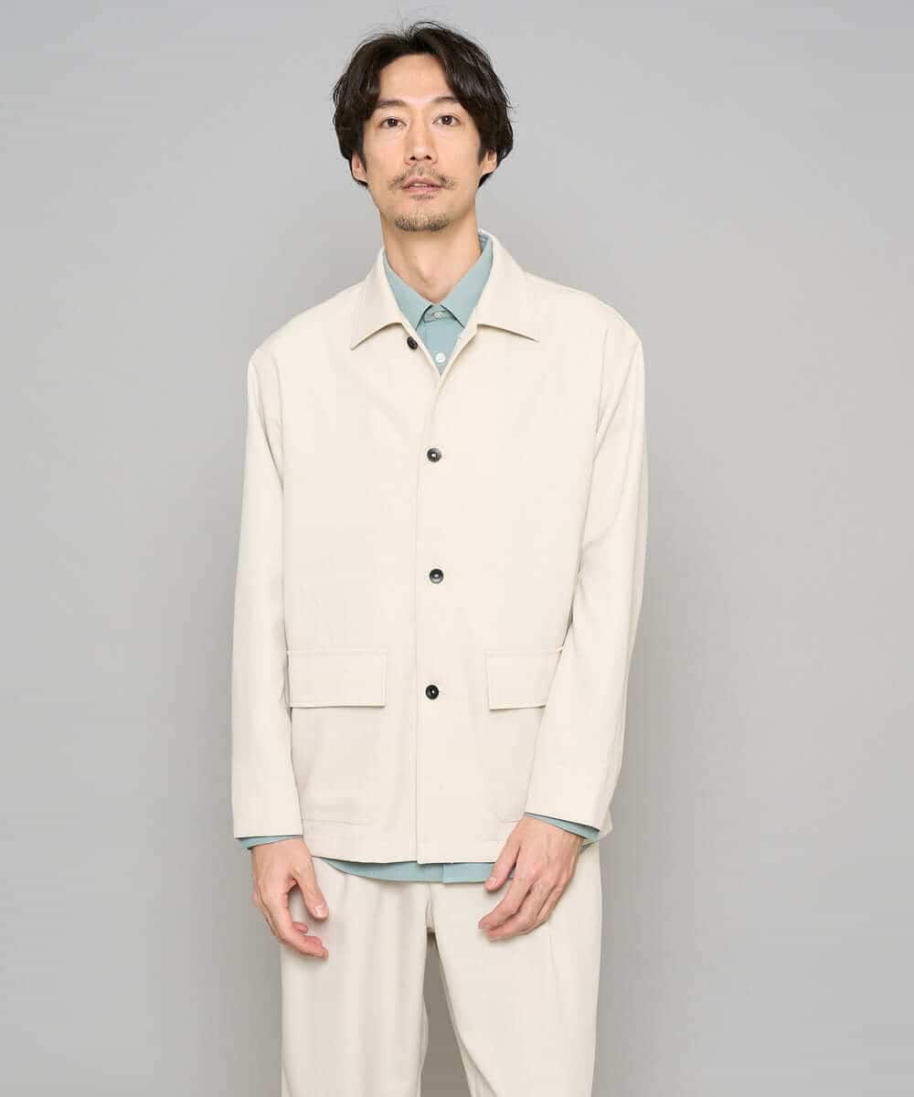 KHBFD17054 a.v.v MEN(アー・ヴェ・ヴェ) 【イージーケア/洗濯機で洗える/速乾/毛玉になりにくい/ストレッチ】リライトワイドシルエットシャツ ダークグレー