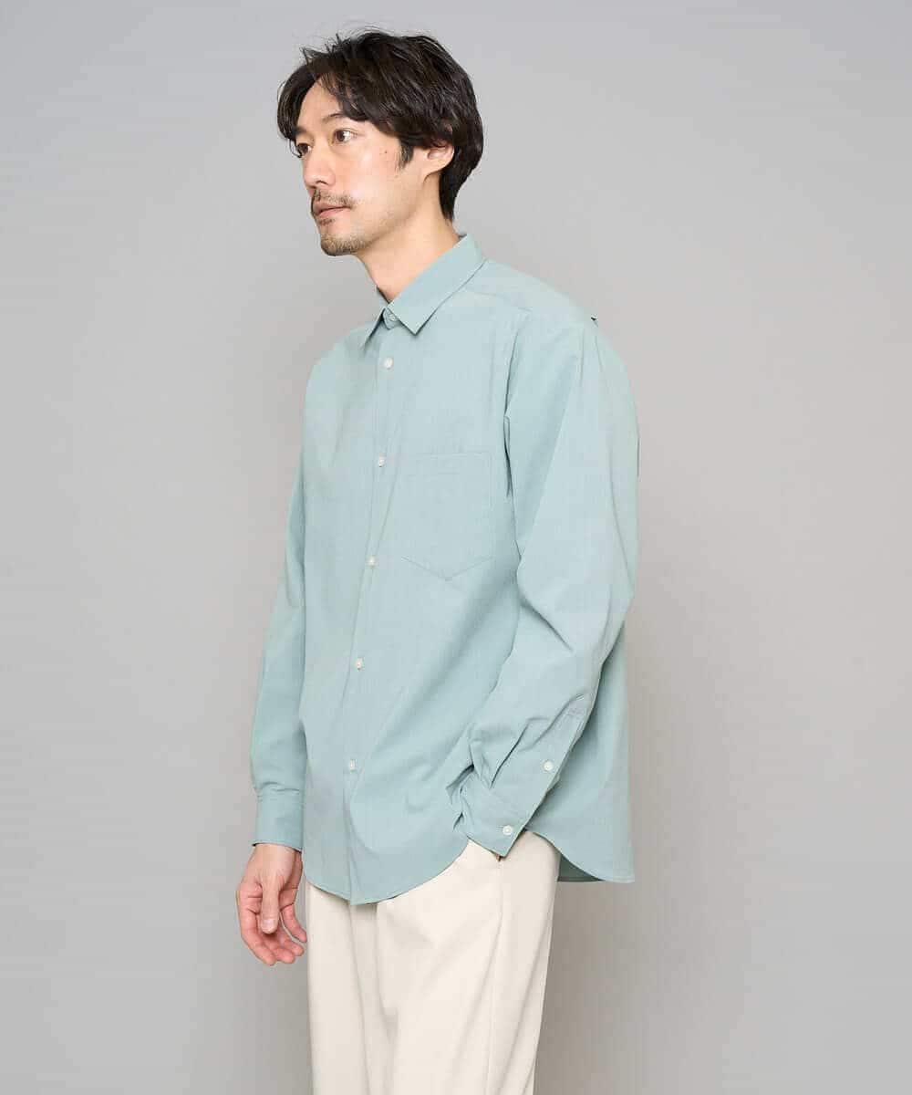 KHBFD17054 a.v.v MEN(アー・ヴェ・ヴェ) 【イージーケア/洗濯機で洗える/速乾/毛玉になりにくい/ストレッチ】リライトワイドシルエットシャツ ダークグレー