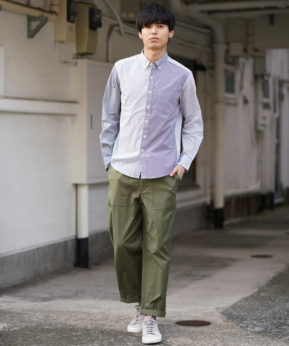 KHBFG09049 a.v.v MEN(アー・ヴェ・ヴェ) ストライプキリカエシャツ[WEB限定サイズ] ブルー