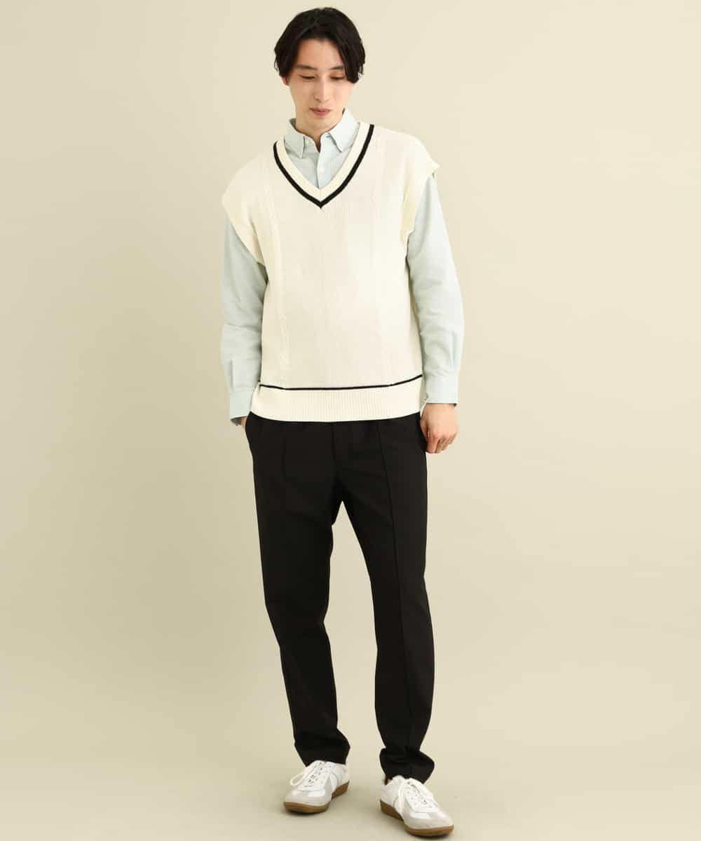 KHBFP01039 a.v.v MEN(アー・ヴェ・ヴェ) 【S-XXL/吸水速乾】イージーケアオックスボタンダウンシャツ ベージュ