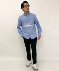 KHBFP02054 a.v.v MEN(アー・ヴェ・ヴェ) 【イージーケア/洗濯機で洗える/吸水速乾】パネル切り替えオックスシャツ ライトブルー