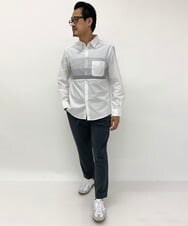 KHBFP02054 a.v.v MEN(アー・ヴェ・ヴェ) 【イージーケア/洗濯機で洗える/吸水速乾】パネル切り替えオックスシャツ ライトブルー