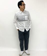 KHBFP02054 a.v.v MEN(アー・ヴェ・ヴェ) 【イージーケア/洗濯機で洗える/吸水速乾】パネル切り替えオックスシャツ ライトブルー