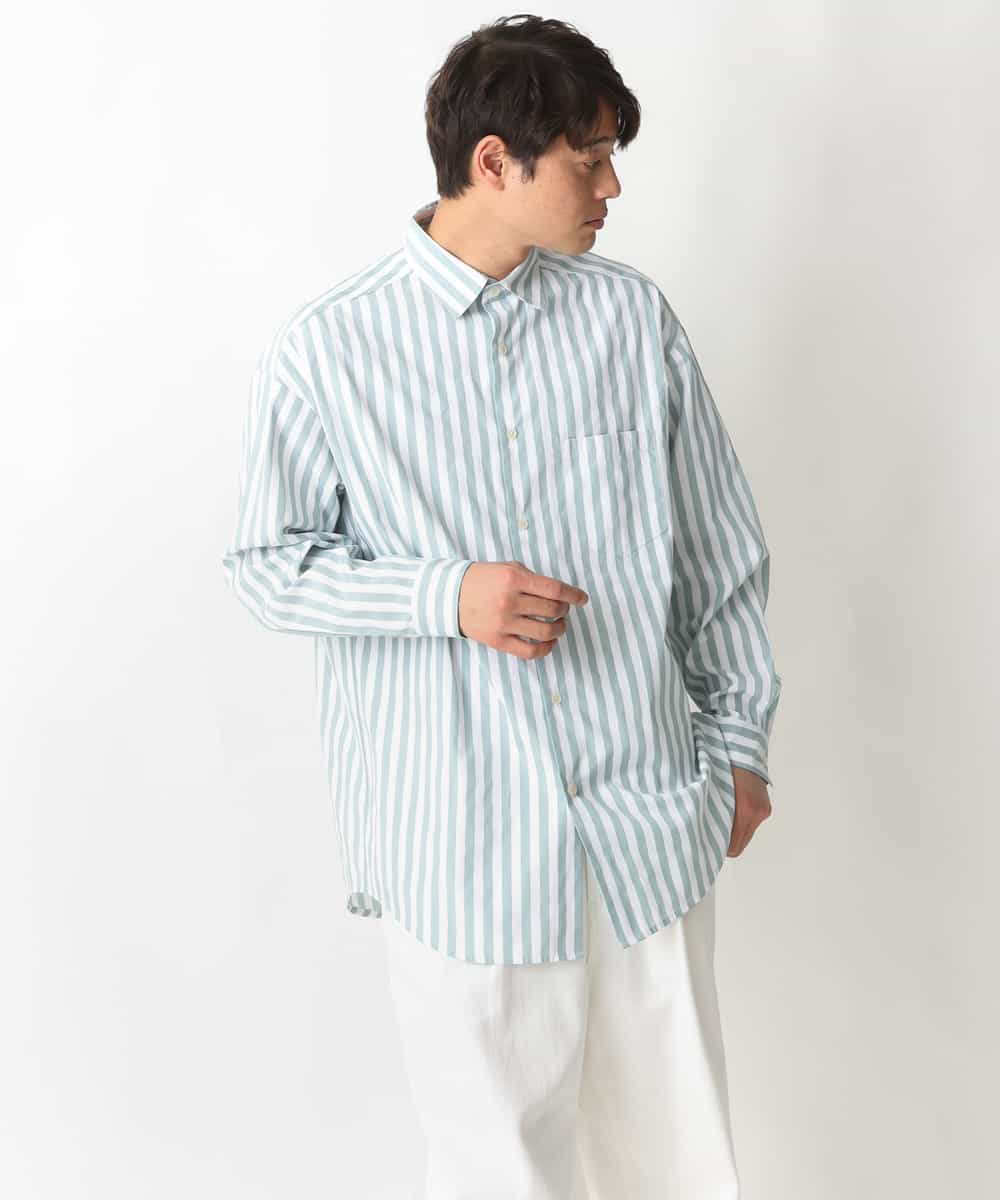 KHBFV28059 a.v.v MEN(アー・ヴェ・ヴェ) 【人気No1シャツ】ストライプオーバーサイズシャツ ミント
