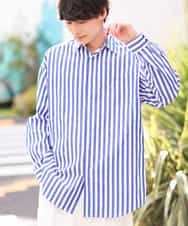 KHBFV28059 a.v.v MEN(アー・ヴェ・ヴェ) 【人気No1シャツ】ストライプオーバーサイズシャツ ブルー