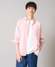 KHBGA30049 a.v.v MEN(アー・ヴェ・ヴェ) 【接触冷感/イージーケア】リネン混7分袖シャツ【洗える/ストレッチ/速乾】 ピンク