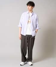 KHBGA30049 a.v.v MEN(アー・ヴェ・ヴェ) 【接触冷感/イージーケア】リネン混7分袖シャツ【洗える/ストレッチ/速乾】 ラベンダー