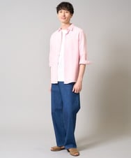 KHBGA30049 a.v.v MEN(アー・ヴェ・ヴェ) 【累計1.3万枚販売/接触冷感/イージーケア】リネン混7分袖シャツ【洗える/ストレッチ/速乾】 ラベンダー
