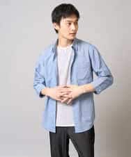 KHBGA30049 a.v.v MEN(アー・ヴェ・ヴェ) 【接触冷感/イージーケア】リネン混7分袖シャツ【洗える/ストレッチ/速乾】 ラベンダー