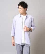 KHBGA30049 a.v.v MEN(アー・ヴェ・ヴェ) 【接触冷感/イージーケア】リネン混7分袖シャツ【洗える/ストレッチ/速乾】 ラベンダー