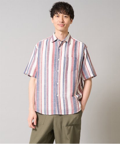 KHBGA35064 a.v.v MEN 【洗濯機で洗える】マルチストライプワイドシルエットシャツ