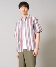 KHBGA35064 a.v.v MEN(アー・ヴェ・ヴェ) 【洗濯機で洗える】マルチストライプワイドシルエットシャツ ブルー系